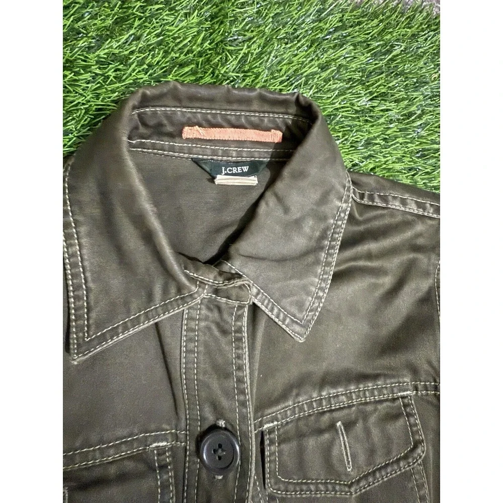 J. Crew Women's Military Jacket Size XS Green Twill 100% Cotton Belted‎ Long Slv